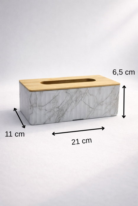 Hermia Soporte para Servilletas BU0117 Blanco y Roble